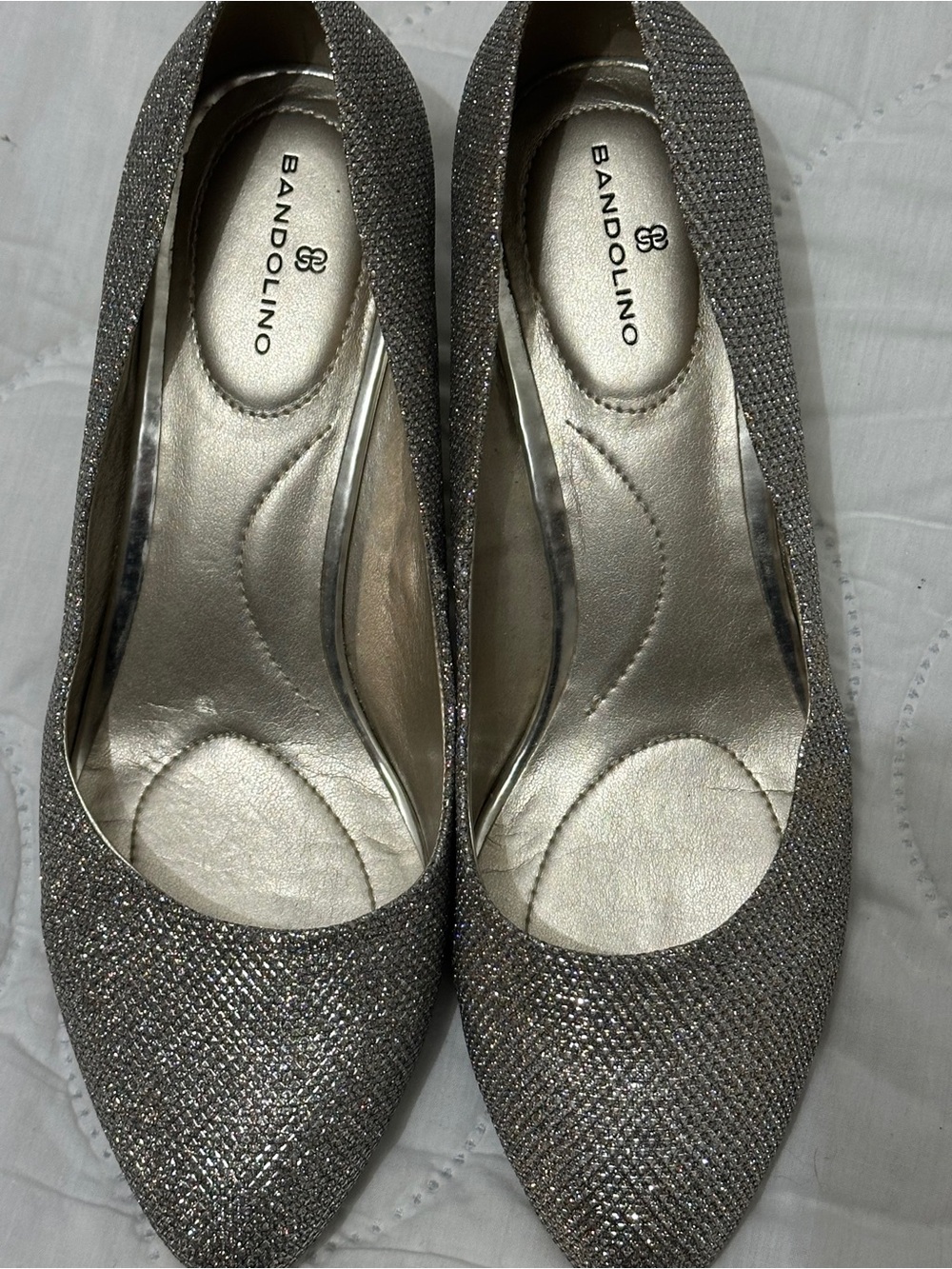 Bandolino Sparkling Silver Pointed Toe Flats